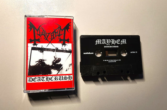 Image of Front Cover of 5055059S: Cassette - MAYHEM, Deathcrush (Back On Black; BOBV976MC, UK 2022 Reissue)   VG+/EX