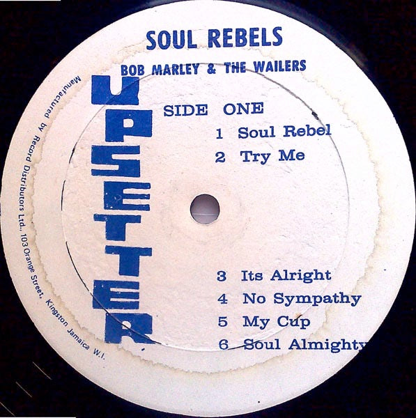 Image of Label Cover of 5015125C: LP - BOB MARLEY & THE WAILERS, Soul Rebels (Upsetter; TBL 126, Jamaica 1970, Laminated Front Sleeve) Conservative grading! Track B1 shows heavy marks, loud pops. Sounds very strong VG otherwise, great shine. Storage warp. Clean labels. Light creases, storage wear on sleeve, looks great.  VG/F