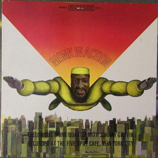 Image of Front Cover of 5025197E: LP - THELONIOUS MONK QUARTET WITH JOHNNY GRIFFIN, Monk In Action (Riverside Records; 9262, US 1966 Reissue)   VG/VG