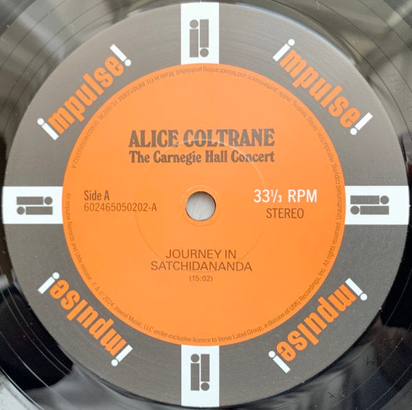 Image of Label Cover of 2xLP - VG+/VG+ - ALICE COLTRANE, The Carnegie Hall Concert (Impulse!; 00602458828696, Worldwide 2024, Gatefold, Booklet), Shrink-wrap (plastic slightly ripped),  - 3616433C