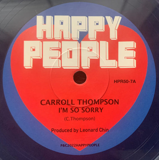 Image of Front Cover of 5055088S: 7" - CARROLL THOMPSON, I'm So Sorry (Happy People; HPR50-7, UK 2022, Company Sleeve, Purple coloured vinyl. Limited edition of 107) No 5 of 107  EX/EX