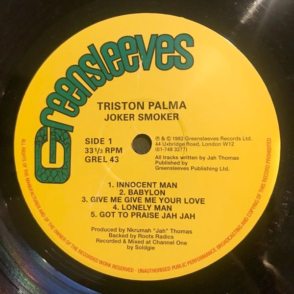 Image of Label Cover of LP - NEW/NEW - TRISTON PALMA, Joker Smoker (Greensleeves Records; GREL 43, UK 2012 Reissue), ,  - 5015251C