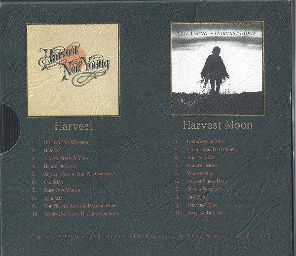 Image of Back Cover of 2xCD - VG+/VG+ - NEIL YOUNG, Harvest / Harvest Moon - Gold Anniversary Edition (Warner Music Australasia; NEIL 1, Australasia 1994, Double CD Jewel Case In Outer Slipcase, Numbered Limited Edition), No 1472,  - 5035125E