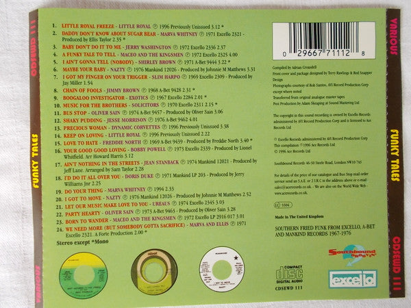 Image of Back Cover of 5055107S: CD - VARIOUS, Funky Tales (Southbound ; CDSEWD 111, UK 1996)   VG+/VG+