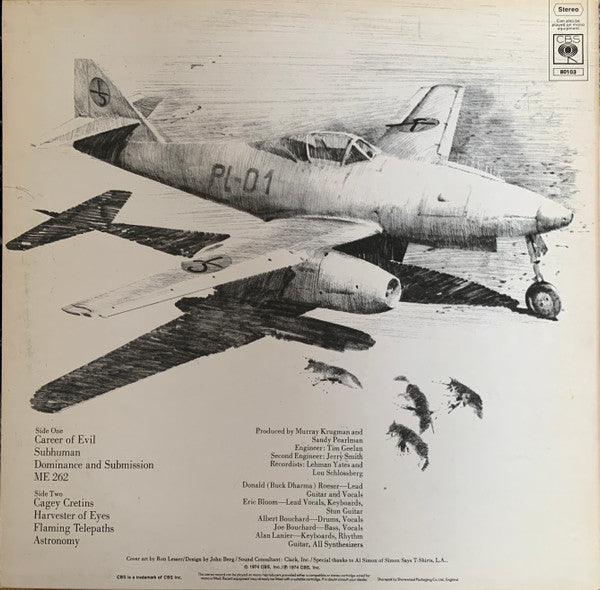 Image of Back Cover of LP - VG/VG+ - BLUE  YSTER CULT, Secret Treaties (CBS Sunburst Label; S 80103, UK 1970s Reissue, Circle After S80103A ON Labels), ,  - 2816280C