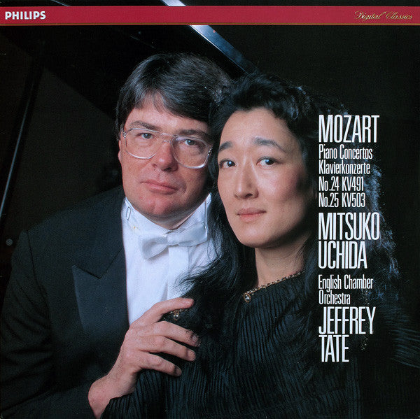 Image of Front Cover of 5045282S: LP - MOZART, MITSUKO UCHIDA, ENGLISH CHAMBER ORCHESTRA, JEFFREY TATE, Piano Concertos No.24 KV491 / No.25 KV503 (Philips; 422 331-1, Europe 1989)   VG/VG+