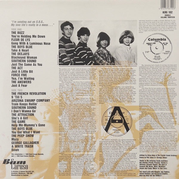 Image of Back Cover of LP - VG+/VG+ - VARIOUS, Freak Beat Fantoms (Rubble 13) (Bam-Caruso Records; KIRI 102, UK 1989), ,  - 2926178E