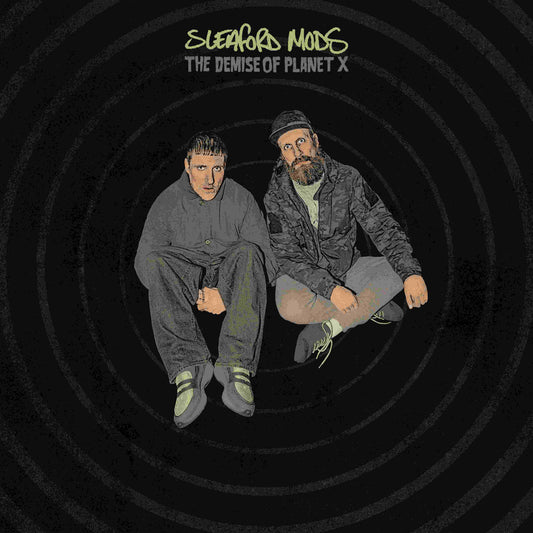 Image of Front Cover of 950501C: LP - SLEAFORD MODS, The Demise Of Planet X (Rough Trade; RT0574LPE, Worldwide , Indies Exclusive Neon Green Marble Vinyl)   NEW/NEW