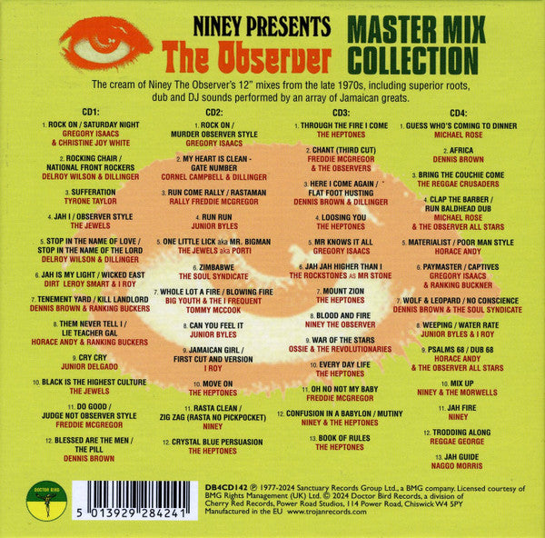 Image of Back Cover of 4xCD - VG+/VG+ - NINEY THE OBSERVER, The Observer Master Mix Collection (Doctor Bird; DB4CD142, UK 2024, Box Set, 4 Inners, Booklet), ,  - 5035202E
