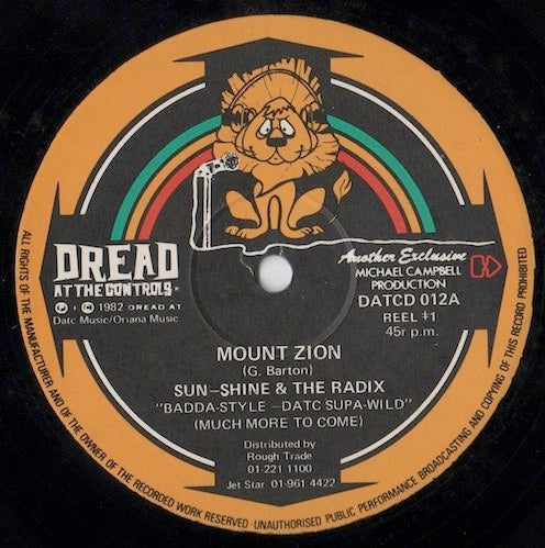 Image of Front Cover of 5015404C: 12" - SUN-SHINE & THE RADIX, Mount Zion (Dread At The Controls; DATCD 012, UK 1983, Plain Sleeve) Strong VG, plays great.  /VG