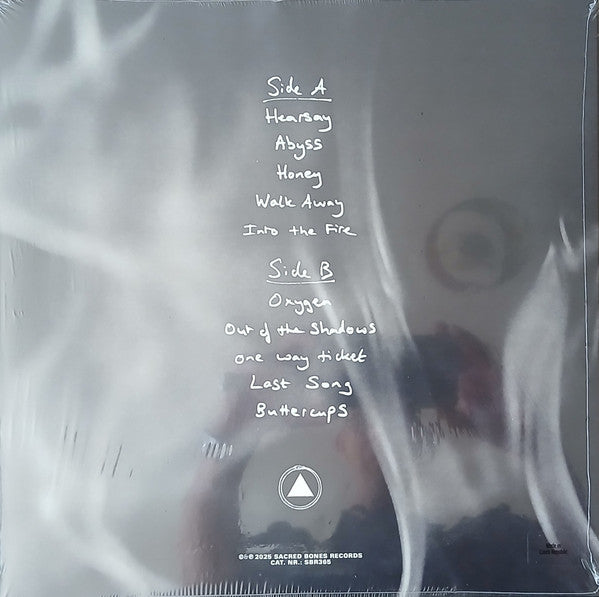 Image of Back Cover of 5025398E: LP - ANIKA, Abyss (Sacred Bones Records; SBR365,  2025, Inner, Cloudy Clear Vinyl) Still in hype stickered shrinkwrap.  EX/VG+