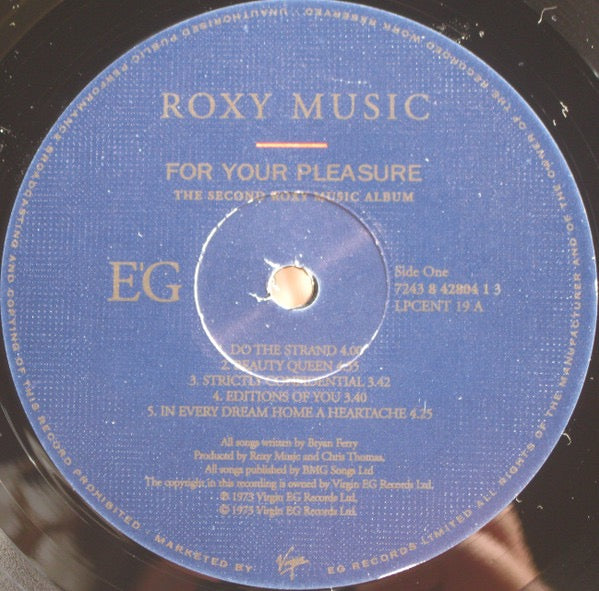 Image of Label Cover of LP - VG/VG+ - ROXY MUSIC, For Your Pleasure (Virgin; 7243 8 42804 1 3, UK 1997 Reissue, Stickered Gatefold), ,  - 5015491C
