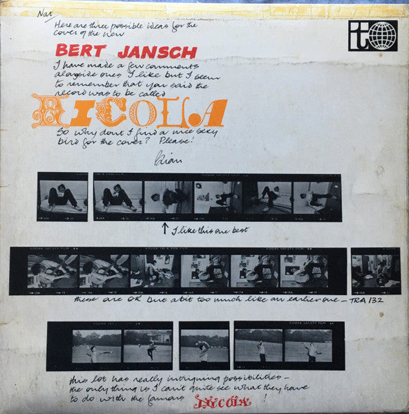 Image of Front Cover of LP - VG/VG - BERT JANSCH, Nicola (Transatlantic Records; TRA 157, UK 1967, Laminated Sleeve, MCPS at bottom of label), Light edge wear. Light hairlines on disc.,  - 3546151S