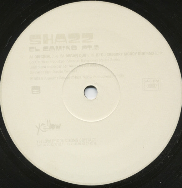 Image of Label Cover of 12" - VG/G+ - SHAZZ, El Camino Pt.2 (Yellow Productions ; YP 029, France 1997, Company Sleeve), Storage marks and scuffs. Sleeve still in shrink., A El Camino Part 2 (Original)	B1 El Camino Part 2 (Organ Dub)	B2 El Camino Part 2 (DJ Gregory Moody Dub Remix) - 2416533C