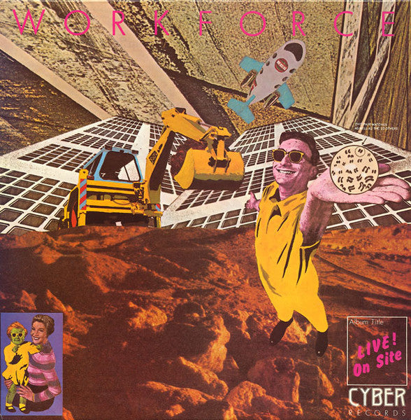 Image of Front Cover of LP - VG+/VG+ - WORKFORCE TOP THE WORLD (DEVO), Live! On Site (Cyber Records; UD1, UK 1978, Insert, Unofficial Live Devo), Mild discolouration to rear of sleeve. ,  - 2526340E