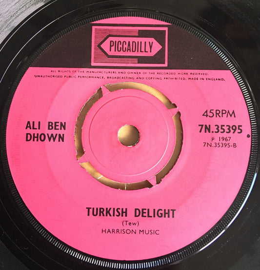 Image of Front Cover of 7" - /G+ - ALI BEN DHOWN, Mustapha / Turkish Delight (Piccadilly; 7N 35395, UK 1967), ,  - 5025482E