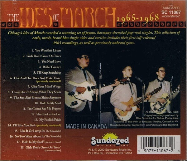 Image of Back Cover of CD - VG+/VG+ - THE IDES OF MARCH, Ideology 1965-1968 (Sundazed Music; SC 11067, US 2000, Jewel Case), Nice copy showing minimal sign of use.,  - 5015526C