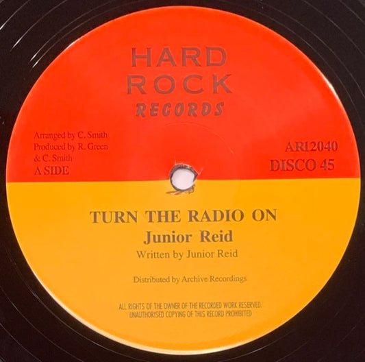 Image of Front Cover of 5145030S: 12" - JUNIOR REID, Turn The Radio On (Hard Rock Records; none, UK 2025 Reissue)   /VG+