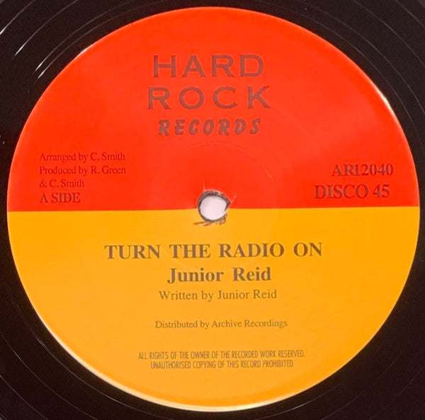 Image of Front Cover of 12" - /VG+ - JUNIOR REID, Turn The Radio On (Hard Rock Records; none, UK 2025 Reissue), ,  - 5145030S