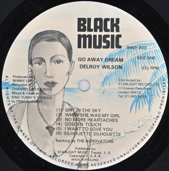 Image of Front Cover of 5145032S: LP - DELROY WILSON, Go Away Dream (Black Music; BMLP803, UK 1982) !!!!NO SLEEVE!!!!Lots of marks across either side.  /G+