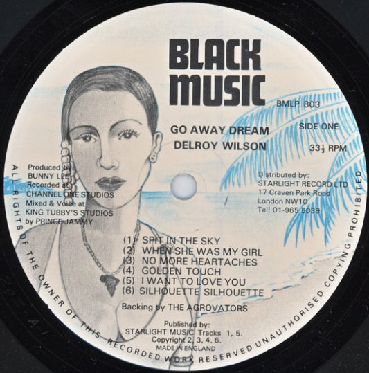 Image of Front Cover of 5145032S: LP - DELROY WILSON, Go Away Dream (Black Music; BMLP803, UK 1982) !!!!NO SLEEVE!!!!Lots of marks across either side.  /G+