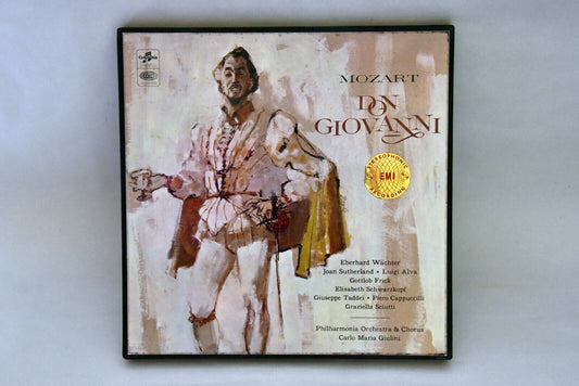 Image of Front Cover of 4xLP - VG+/VG+ - CARLO MARIA GIULINI, EBERHARD W CHTER, JOAN SUTHERLAND, LUIGI ALVA, GOTTLOB FRICK, ELISABETH SCHWARZKOPF, GIUSEPPE TADDEI, PIERO CAPPUCCILLI, GRAZIELLA SCIUTTI, PHILHARMONIA ORCHESTRA AND CHORUS, Mozart: Don Giovanni (Columbia; SMS 1009, UK 1960, Textured Black Box Set, One Insert With Track Details, Stereo), Gold Stereo Sticker on Front, 4 Company Inners,  - 5025156E