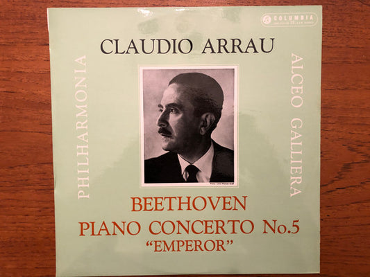 Image of Front Cover of 5025157E: LP - CLAUDIO ARRAU, PHILHARMONIA, ALCEO GALLIERA, Beethoven: Piano Concerto No.5 "Emperor" (Columbia Orange and Black Label; SAXO-2297, Australia 1960s Reissue, Laminated Front Sleeve)   VG+/VG+