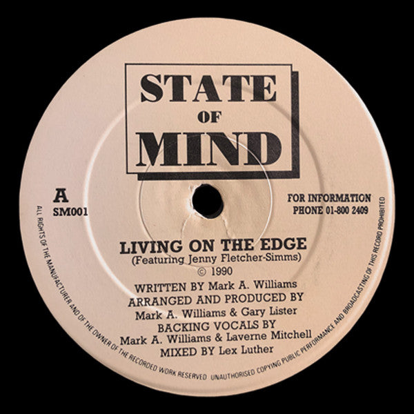 Image of Front Cover of 12" - /VG - STATE OF MIND, Living On The Edge (Not On Label; SM001, UK 1990), , A		Living On The EdgeB		Living (Dub Mix) - 5115031C