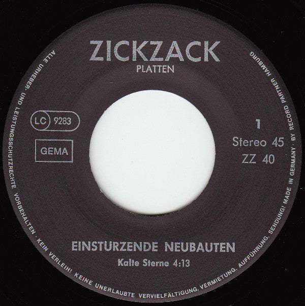 Image of Front Cover of 2x7" - /EX - EINST RZENDE NEUBAUTEN, Kalte Sterne (Zickzack ; ZZ 40, Germany 1981, Plain Sleeve), NO PICTURE SLEEVE,  - 5025476S