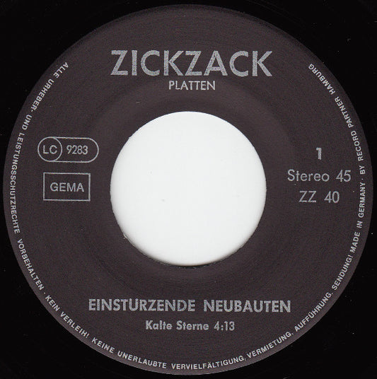 Image of Front Cover of 2x7" - /EX - EINST RZENDE NEUBAUTEN, Kalte Sterne (Zickzack ; ZZ 40, Germany 1981, Plain Sleeve), NO PICTURE SLEEVE,  - 5025476E