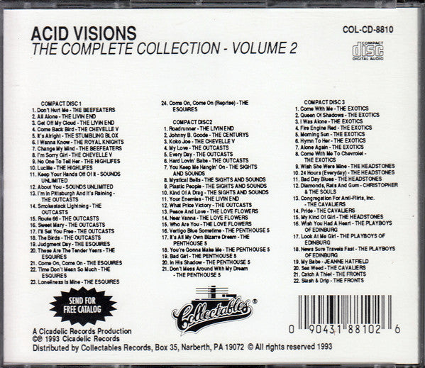 Image of Back Cover of 3xCD - VG+/EX - VARIOUS, Acid Visions: The Complete Collection, Vol. 2 (Collectables; COL-CD-8810, US 1993, Box Set), ,  - 5055022S