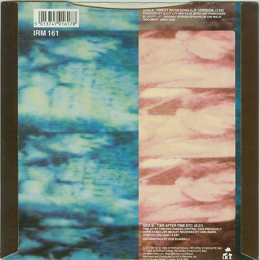 Image of Back Cover of 7" - VG+/VG+ - R.E.M., Finest Worksong / Time After Time Etc. (I.R.S. Records (Paper Labels); IRM 161, UK 1988, Picture Sleeve), Strong VG+,  - 5025472E