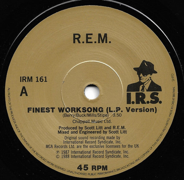 Image of Label Cover of 7" - VG+/VG+ - R.E.M., Finest Worksong / Time After Time Etc. (I.R.S. Records (Paper Labels); IRM 161, UK 1988, Picture Sleeve), Strong VG+,  - 5025472E