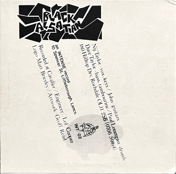 Image of Back Cover of 7" - VG/VG+ - BLACK ALSATIAN, Something / Nervous Breakdown (Intense Records; INT 02, UK 1986, Picture Sleeve), Stains On Sleeve,  - 5025463E