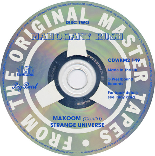 Image of Label Cover of 2xCD - VG+/VG+ - MAHOGANY RUSH, Child Of The Novelty / Maxoom / Strange Universe (Westbound Records; CDWKM2 149, UK , Double CD Case), ,  - 4036034E