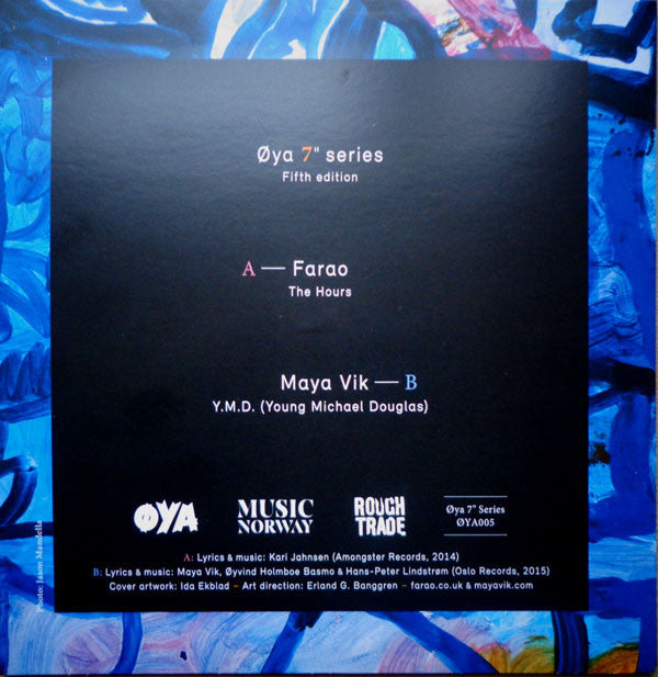 Image of Back Cover of 7" - VG+/EX - FARAO / MAYA VIK, The Hours / Y.M.D. (Young Michael Douglas) ( ya Oslo ;  YA005, Norway 2015, Picture Sleeve), ,  - 5125130E
