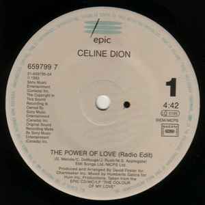 Image of Label Cover of 7" - VG+/VG - CELINE DION, The Power Of Love (Epic; 659799 7, UK 1994, Picture Sleeve), Strong VG,  - 5115136C