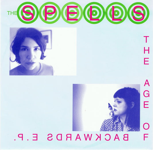 Image of Front Cover of 7" EP - VG/EX - THE SPELLS, The Age Of Backwards E.P. (K ; IPU 92, US 1999, Fold Over Sleeve), Stickered Plastic Outer Sleeve, Sleeve Creased,  - 5125125E