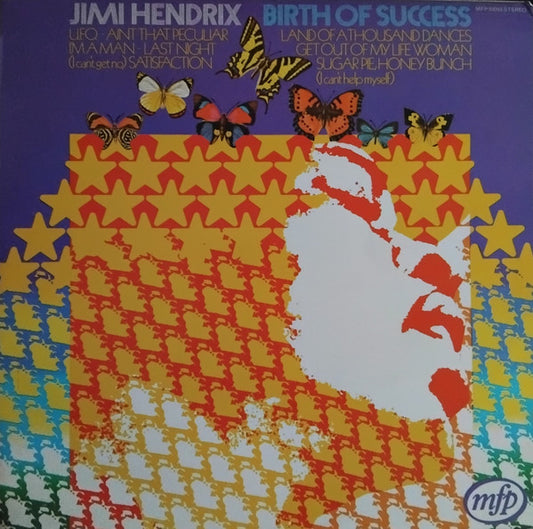 Image of Front Cover of 5115129C: LP - JIMI HENDRIX, Birth Of Success (Music For Pleasure; MFP 50053, Netherlands 1970s Reissue, Laminated Sleeve, Made in Holland, Manufactured By EMI on Rear Sleeve)   VG/VG
