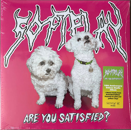 Image of Front Cover of 5125193E: LP - SOFT PLAY (SLAVES), Are You Satisfied? (Universal Music Recordings; 7816362, Worldwide 2025, Gatefold, 2 Inners, Pink and Yellow Vinyl)   VG+/VG+