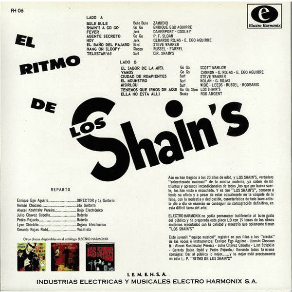 Image of Back Cover of 5145164S: 10" - LOS SHAIN'S, El Ritmo De Los Shain's (Electro Harmonix; EH 06, Spain 1999 Reissue, Insert) Strong VG sleeve. Faint ring wear and corner wear.  VG/VG+