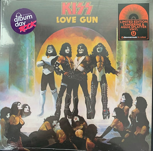 Image of Front Cover of LP - NEW/NEW - KISS, Love Gun (Casablanca; 06025 377 537-4, Europe 2014, Two Part Paper Love Gun, Tangerine/Aqua Splatter Vinyl), ,  - 5135196E