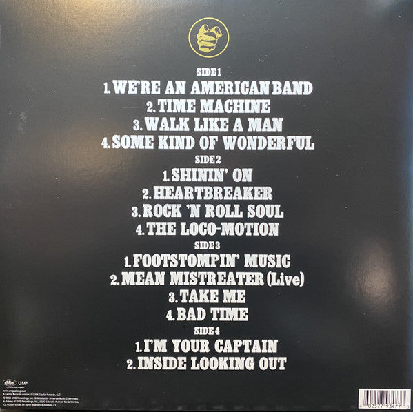Image of Back Cover of 2xLP - NEW/NEW - GRAND FUNK RAILROAD, Greatest Hits (Capitol Records; B0030635-01 LP01, US 2020, Gatefold), ,  - 5135205E