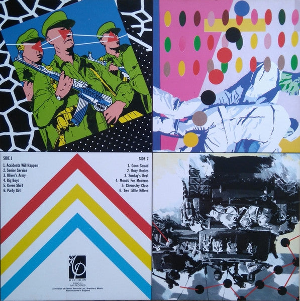 Image of Back Cover of LP - VG/VG+ - ELVIS COSTELLO AND THE ATTRACTIONS, Armed Forces (Imp Records; FIEND 21, UK 1984 Reissue, Company Insert), Light Edge and Ring Wear,  - 1646260S