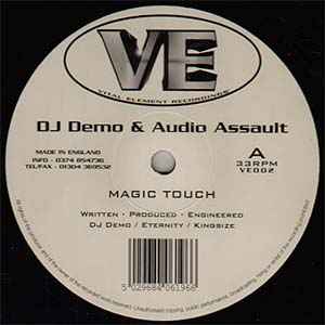 Image of Back Cover of 5115420C: 12" - DJ DEMO & AUDIO ASSAULT, Magic Touch / Must Be Love (Vital Element Recordings; VE002, UK 1997, Picture Sleeve) Light marks and some faint hairlines. Ringwear and minor creasing to sleeve.  /VG