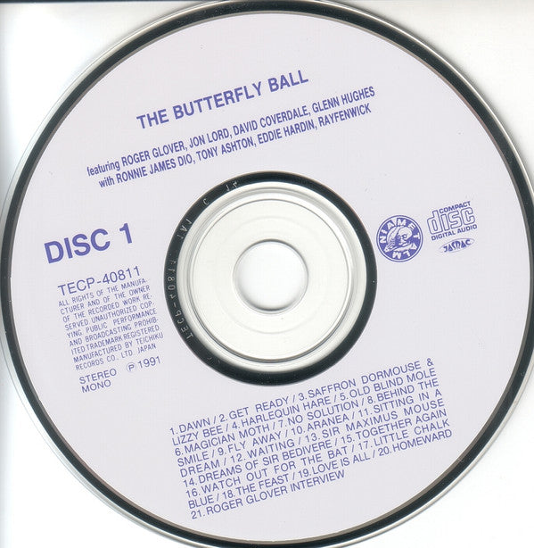 Image of Label Cover of 2xCD - VG+/EX - ROGER GLOVER AND GUESTS / EDDIE HARDIN, The Butterfly Ball And Wizard's Convention (Metal Mania ; TECP-40811 12, Japan 1991 Reissue, Box Set, Booklet), Does not include Obi,  - 5155208S