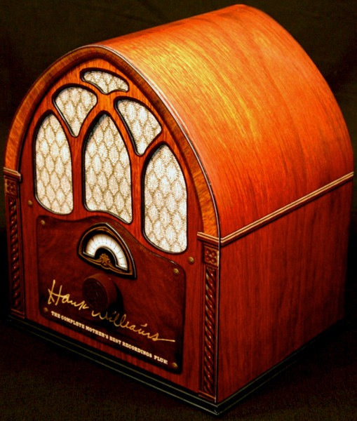 Image of Front Cover of 16xCD - VG+/VG+ - HANK WILLIAMS, The Complete Mother's Best Recordings...Plus! (Time Life; 25567-D, US , Radio Shaped Box, Poster, 15 CDs + 1 DVD + 1 puzzle + 1 book + Poster), Radio works fine but knob is missing, otherwise complete,  - 5235006E