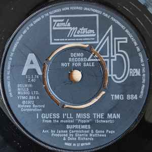 Image of Front Cover of 7" - /VG - THE SUPREMES, I Guess I'll Miss The Man / Over And Over (Tamla Motown; TMG 884, UK 1974, Promo), ,  - 5225026E