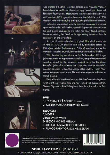 Image of Back Cover of DVD - M/M - THE ART ENSEMBLE OF CHICAGO, Les Stances   Sophie (Soul Jazz Records; SJR DVD 191, UK 2008), ,  - 5235062E