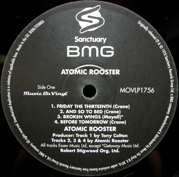 Image of Label Cover of LP - NEW/NEW - ATOMIC ROOSTER, Atomic Rooster (Music On Vinyl; MOVLP1756, Europe 2016 Reissue), ,  - 5235126E